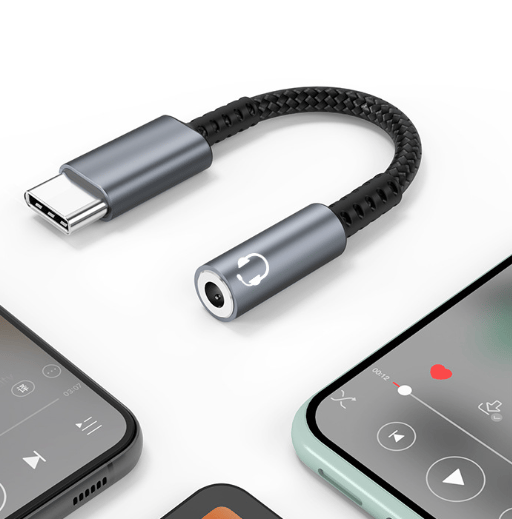 USB-C til 3,5 mm hovedtelefonadapter Grå Grå