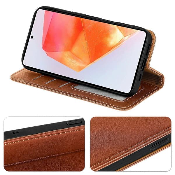 Plånboksfodral för Samsung Galaxy A17 5G - Magnetiskt läderfodral, skyddande telefonfodral, hållbart brunt Brown