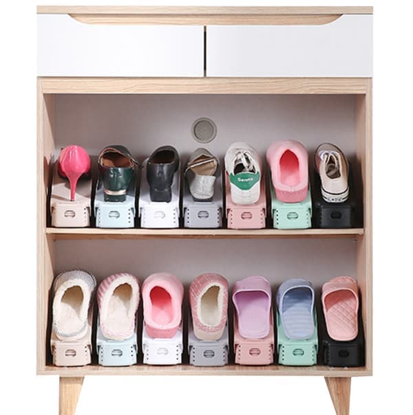 Sko Organizer dobbeltlags skoopbevaringsstativ hvid white
