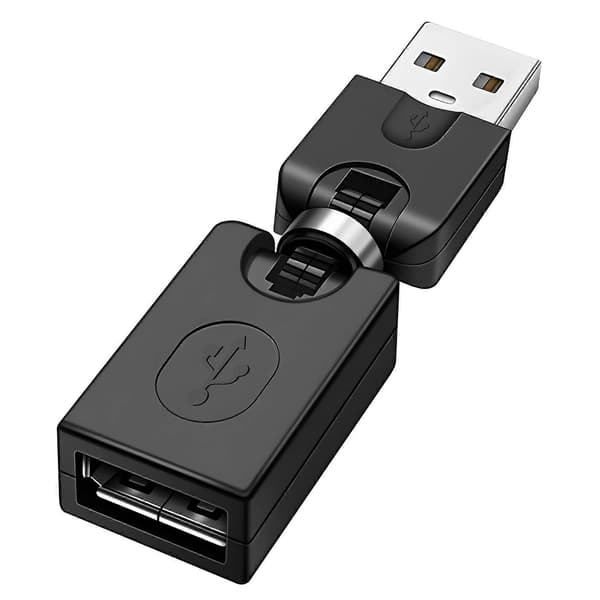 Sort USB 2.0 Han Til USB Hun 360 Graders Rotation Vinkel Forlængeradapter