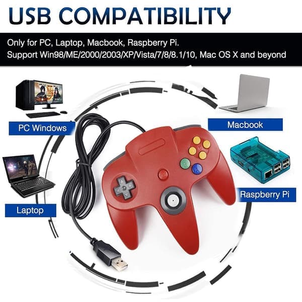 Retro USB-controller til N64-spil, N64 Classic USB-controller Orange Orange