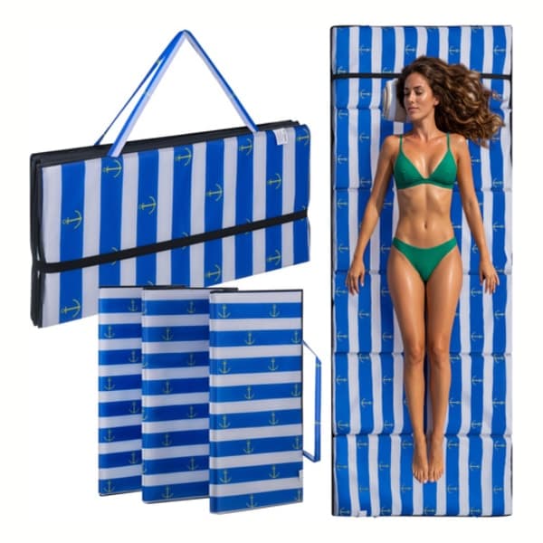 Strandmatte XXL 1 cm – sammenleggbar vanntett campingmatte
