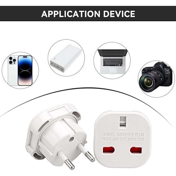 Reseadapter för EU/DE/FR/IT/ES, 6 st, för EU-kontakt, Vit, Typ G till Typ C, E, F, H (6 st)