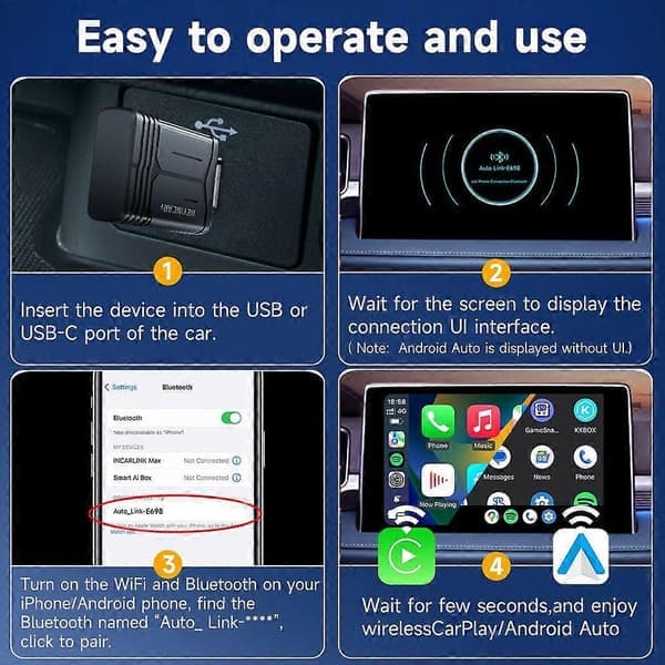 Langaton Android-autosovitin Carplay langaton 2 in 1 älysovitin