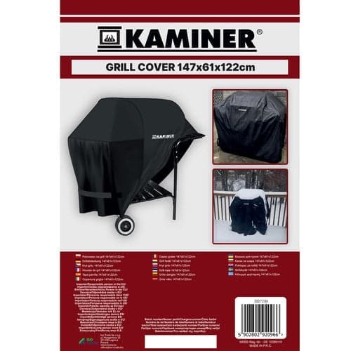 Grillöverdrag 147x61x122 cm PVC-belagd polyester för kol- och gasolgrillar