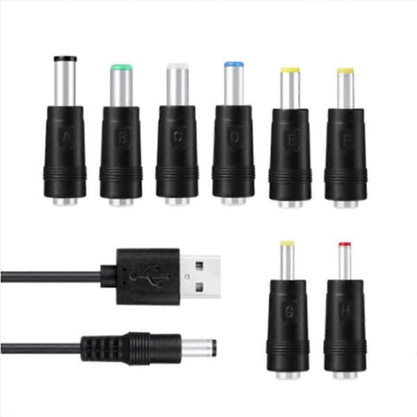 5V USB til DC 5.5X2.1mm 3.5mm 5.5X2.5mm 6.3mm Plugg Ladekabel