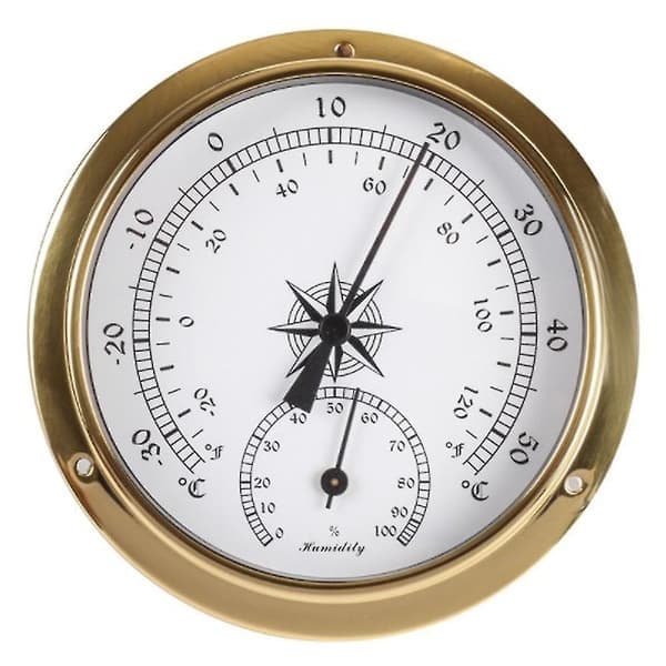 Termometer og hygrometer, tester kobberhus maritim for veggmontering båtbruk, 115 mm