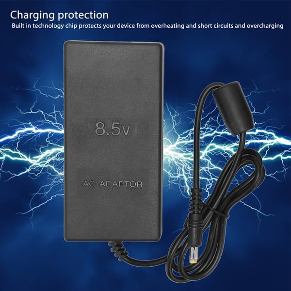 Strømadapter til PS2, Erstatningsstik, AC-adapter, Opladerkabel, Ledning til PS2 Slim 70000 9000 Konsol 100-240V EU-stik