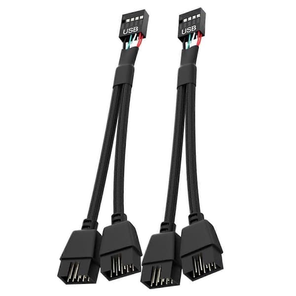 Computer Bundkort USB 2.0 9-ben til Dobbelt 9-ben Forlængerkabel Sort