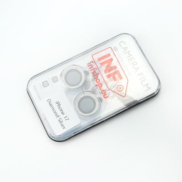 Bling Diamond Eagle Eye Kameralinsskydd Kompatibelt med iPhone 17 - Silver Strass Härdat Glas Linsskydd