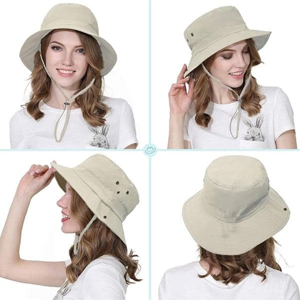 Solhat - Stilfuld - Bomuld - Unisex Solhat - Justerbar Sommer Udendørs Fiskehat - Armygrøn
