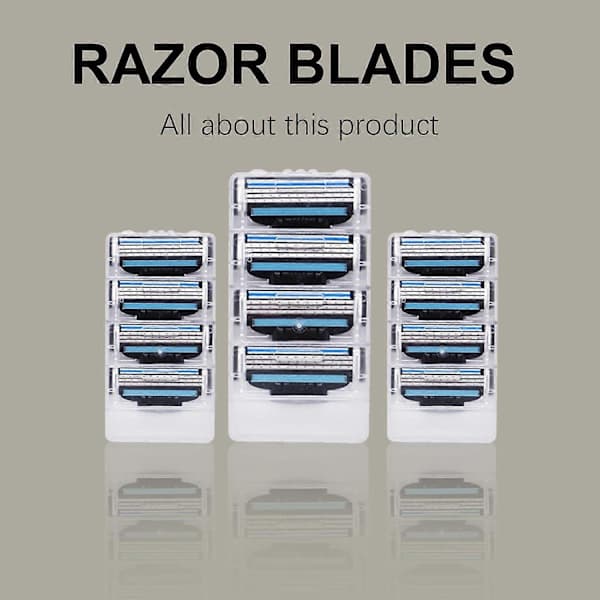 12 manuelle barberblader for Gillette Mach 3-høvler, 3-lags erstatning