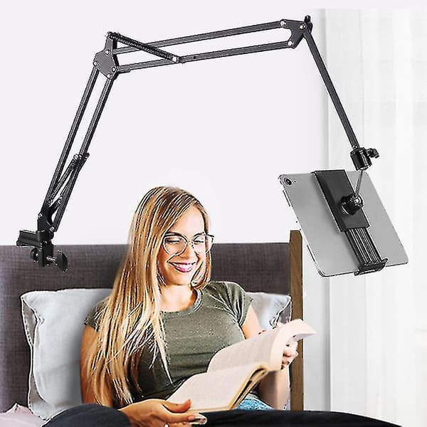 Tabletholder til seng, justerbar og foldbar med 360 graders rotation til iPhone, iPad, mobiltelefon, tablet