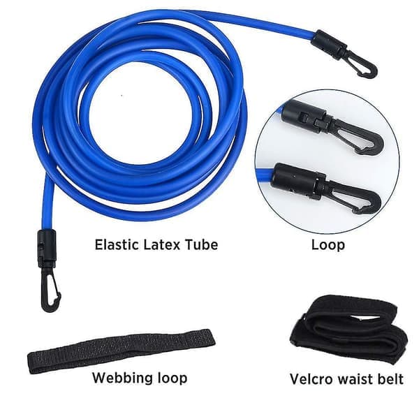 Justerbart svømmebælte til pool, svømme-modstandsbælte, svømmebælte til poolophængstræning, bungee-svømme-modstand