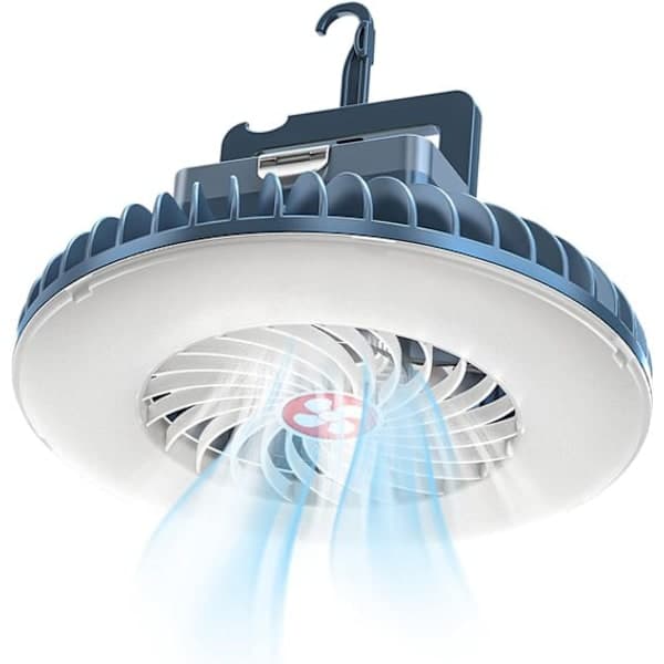 LED Campinglampe - Med Ventilator - USB Genopladelig - Campingventilator med Lampe