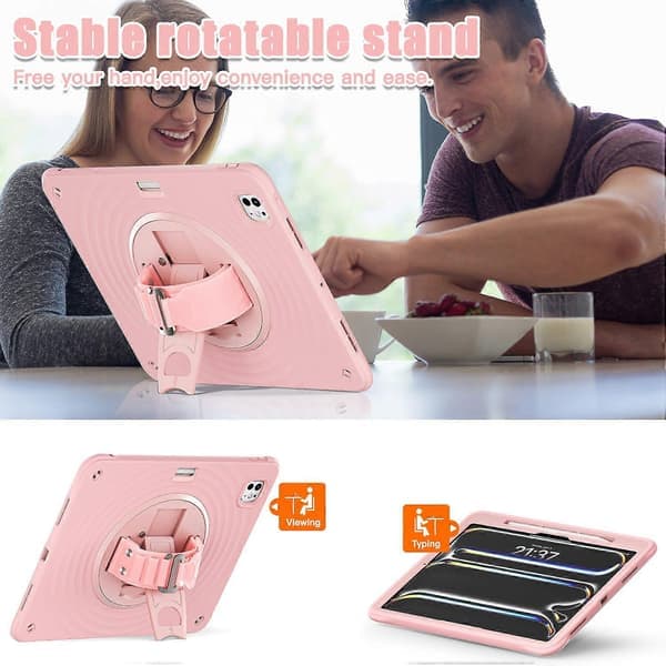 Etui med stativ til iPad Pro 13 (2024) TPU+PC+Silikone Tabletbeskyttelse - Pink