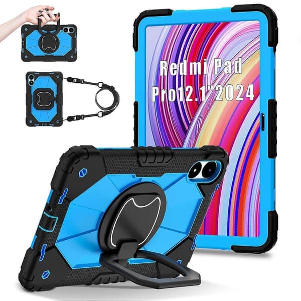 Til Xiaomi Redmi Pad Pro 5G/Pad Pro/Poco Pad 4G Stand Etui Silikone+PC Tablet Beskyttelse - Sort/Blå