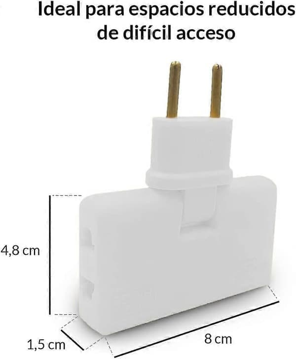 Flat 3-uttaks strømskinne, strømskinne med flere uttak, 180° roterbart hode, reiseadapter, plasseres bak sofa, hylle, møbler (hvit)