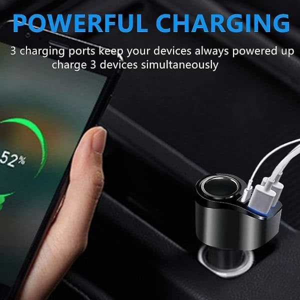 4-i-1 USB C Biloplader 36W USB Cigarettænderstik