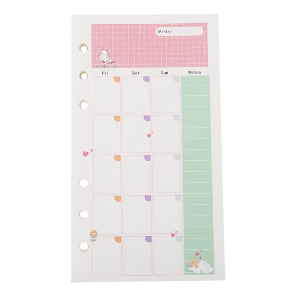 45 st lösa blad påfyllningspapper Planner 6-ringspärmpapper (A6 månadsplan)