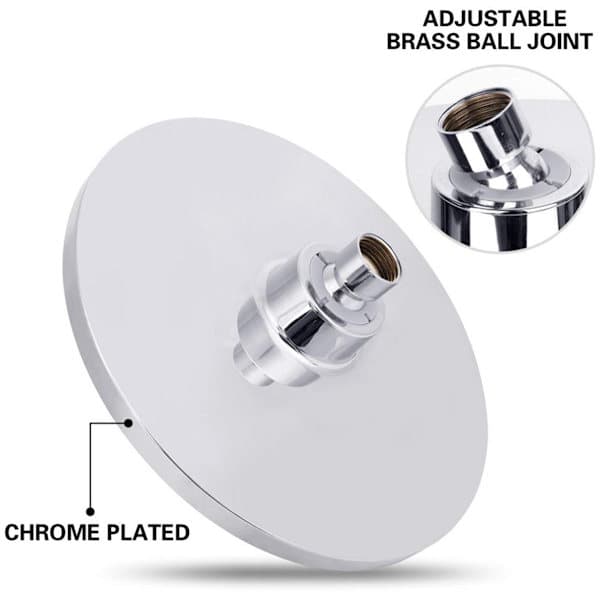 Takdusj - dusjhode - 20 cm diameter - regndusjhode - rundt dusjhode - rustfritt stål - vannbesparende dusjhode