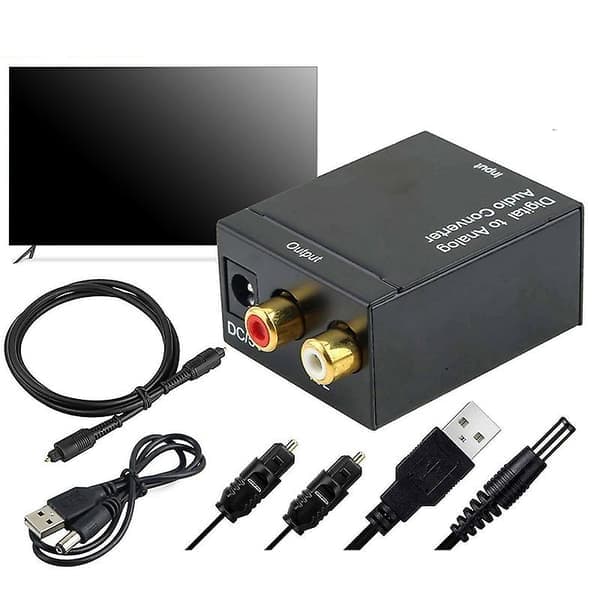 Digital til analog lydkonverter optisk fiber Toslink koaksial signal til RCA R/L lydafkoder SPD