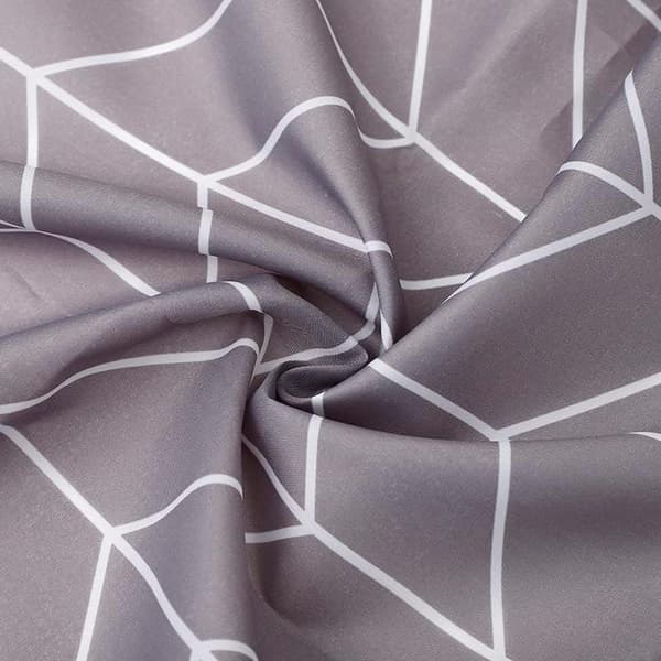Grå Zig Zag Duschdraperi Anti-Mögel, Mögelresistent | Storlek 180x180 cm | Vattenavvisande Tyg | 100% Polyester