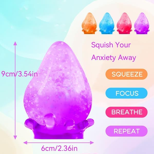 Blå Vanddråbe Glitter Squishy Bold, Blød Silikone Sensorisk Klemmelegetøj, Angstlindrende Fidget Legetøj med Stabil Base til Skrivebordsdekoration Blå blue