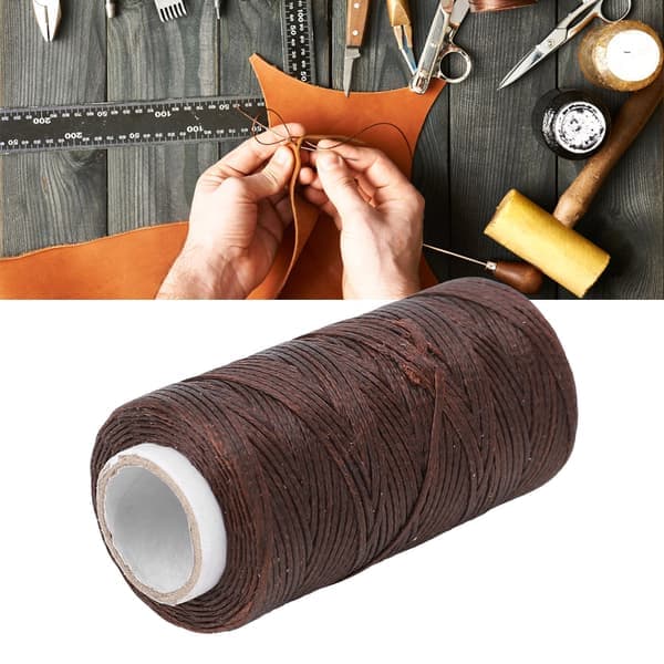5 ruller vokset tråd 150D manuel DIY håndsyning flad vokset tråd fiber monofilament line kaffe