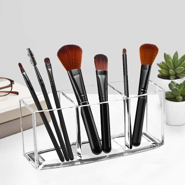 Makeup Børste Organizer Holder Klar Kosmetik Børste Opbevaring med 3 Rum