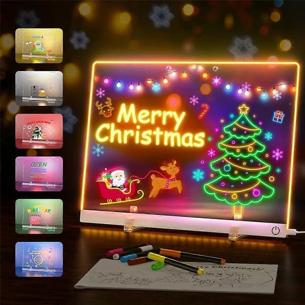 35 x 25 cm Akryl LED Skriveplade Touch Control DIY Tegning Belyst Opslagstavle