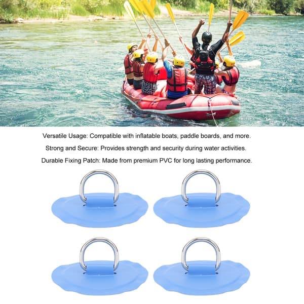 4 stk D-ring lapper PVC rund form sterk rustfritt stål D-ring pute for båtflåte padlebrett blå