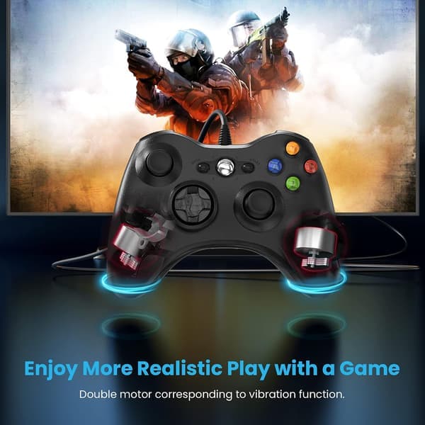 Kablet Controller til Xbox 360, YAEYE Game Controller til 360 Sort