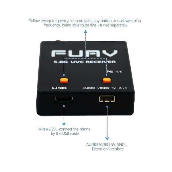 Skydroid UVC Simple Mini FPV-mottaker OTG 5.8G 150CH CHL videostrømming ned Au