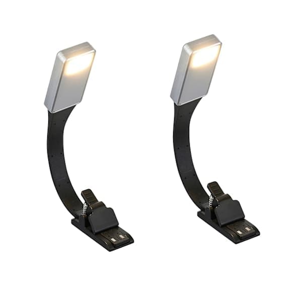 2x Genopladelig E-bog LED-lys til papir Ny USB-læselampe Boglampe Klips til rejse seng