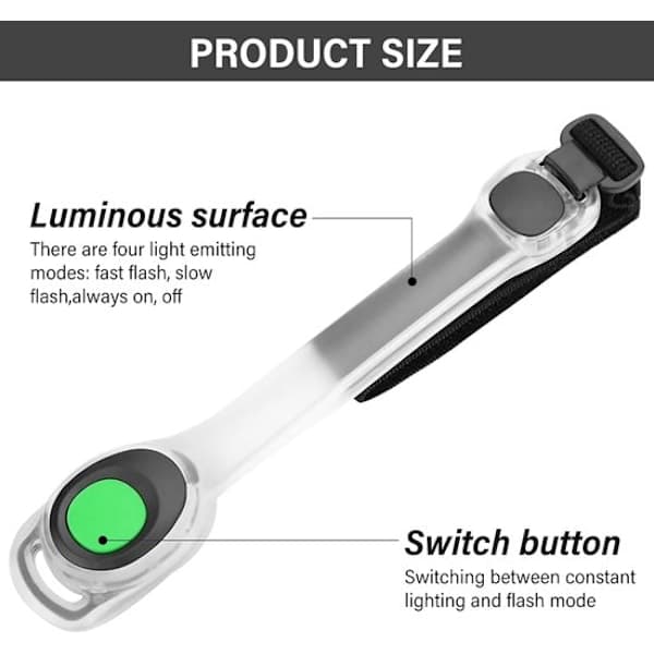 LED-armbånd – Oransje – 2 utskiftbare batterier – 3 lysmoduser – Justerbar borrelåsstropp