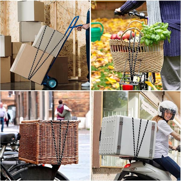 Elastisk stropp 2 stk flat hurtigspenne justerbare bagasjestropper flat gummistrikk elastisk stropp transportsikkerhet for sykkelbil 65 svart