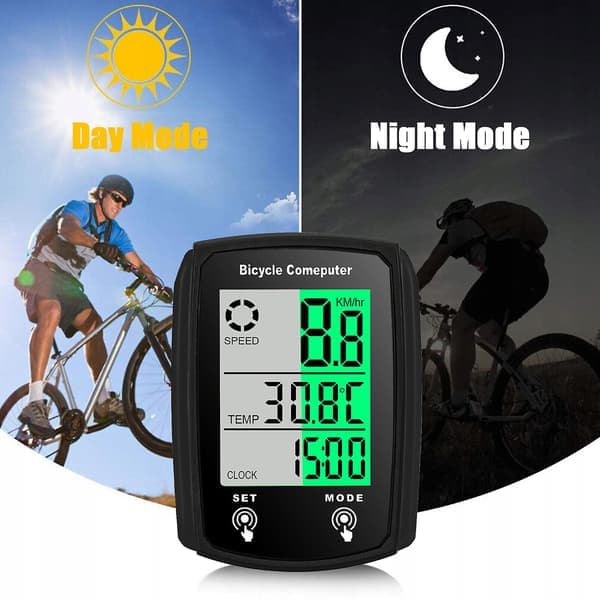 Vanntett kablet LCD digital sykkelcomputer sykkel speedometer kilometerteller