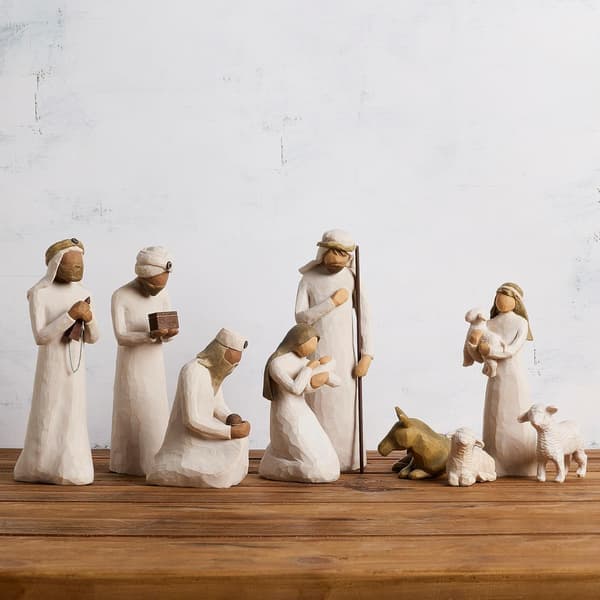 10 st Willow Tree Julkrubba Figur Staty Handmålad Dekoration Julklapp Juldekoration Prydnad