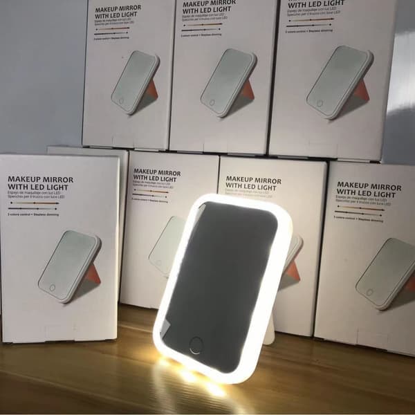 Speil belyst benkeplate LED sminke med lys fylllys skrivebord sminke sammenleggbart bærbart lite bord