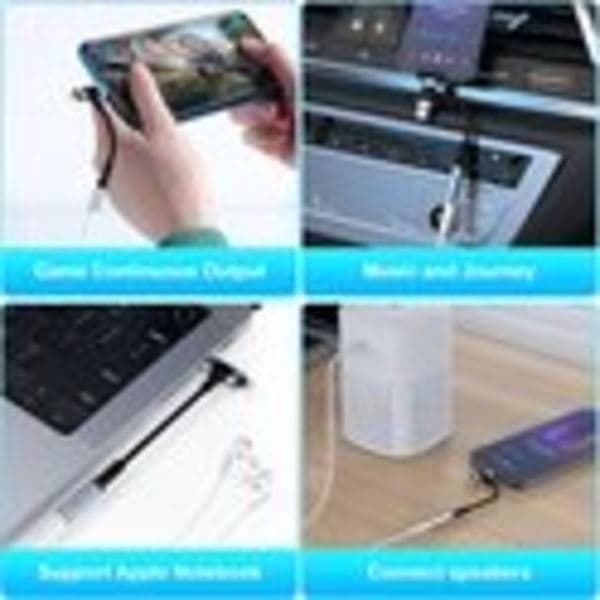 2-i-1 Aux-adapter - Lightning og USB-C til 3,5 mm lydadapter - for iPhone 15, 14, 13, 12, 11, X og iPad.