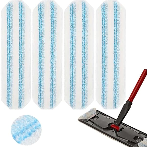 4-pakning erstatningsmoppeputer, egnet for O-Cedar/Vileda H2prO og O-Cedar H2prO moppehoder, gjenbrukbare