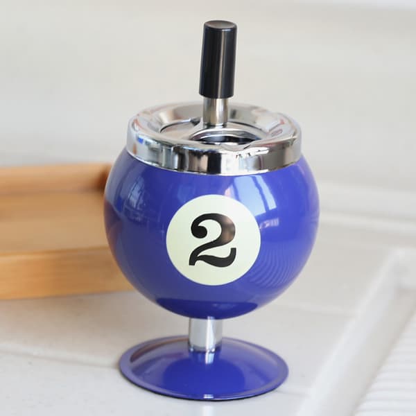 Biljard Metall Askkopp med Lock – Poolbollsdesign för Hem & Bar Blue