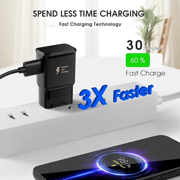 Samsung Adaptive Hurtiglader USB Vegglader for Samsung Galaxy