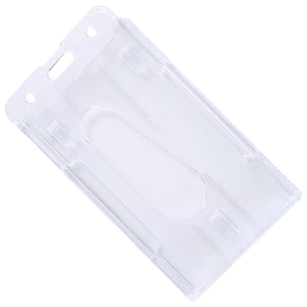1x Vertikal Hård Plast Märkeshållare Dubbelkort ID Multi Transparent 10x6cm