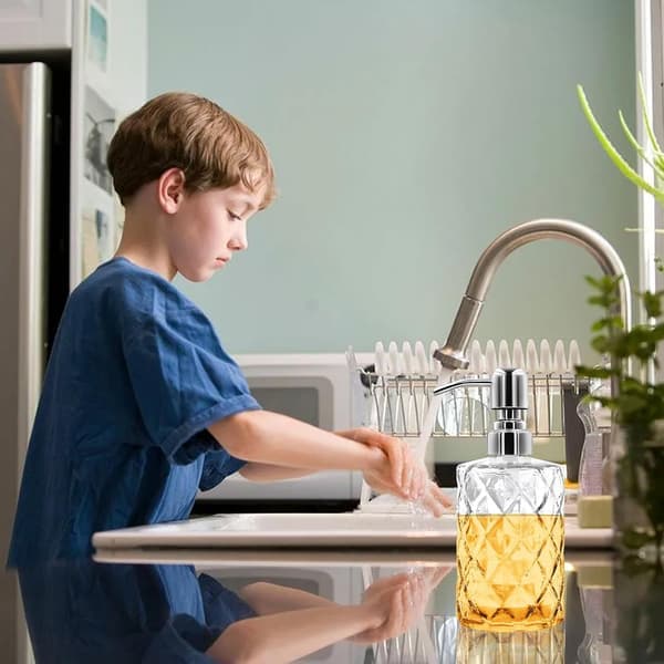 12-ounce glas håndspritdispenser med pumpe i rustfrit stål – genanvendelig flydende håndspritdispenser