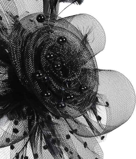 Fascinator til kvinder, teselskabshat til kvinder, til kirke, bryllup, cocktail, sort
