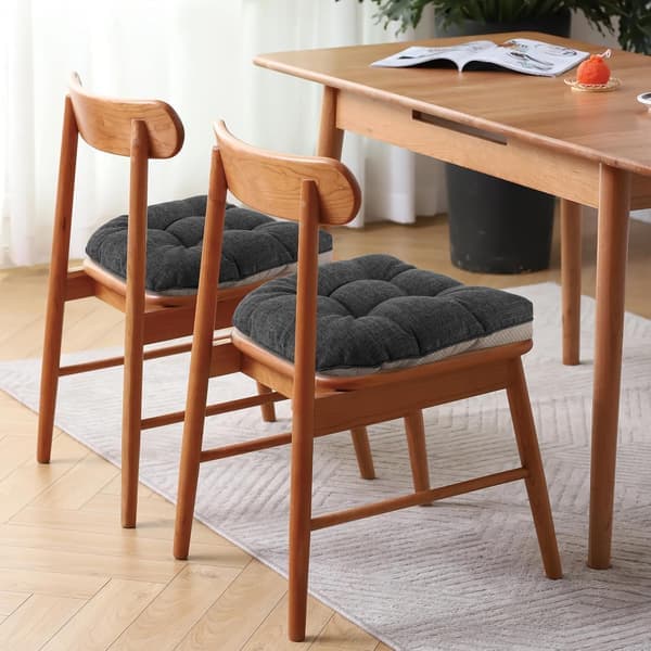 Sklisikre stolputer til spisestoler, sett med 4, 46*43*9cm sittepute med stropper mørkegrå dark gray