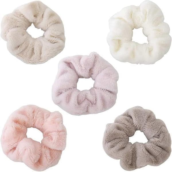 5 stk. store tørrende scrunchies tykke bløde hårelastikker farverige hårelastikker