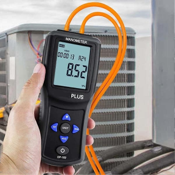Manometer Digital Elektronisk Handhållen Differentialtryckmätare Lufttrycksmätare Barometer med Bakgrundsbelyst Display